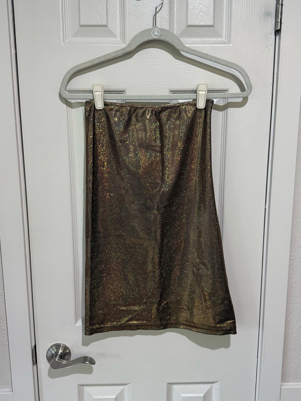 American Apparel Metallic Gold Holographic Strapless Mini Tube Dress S